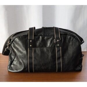 Coach Heritage Web Boston Leather Black Carry On Weekender Duffle Zip Bag F70561